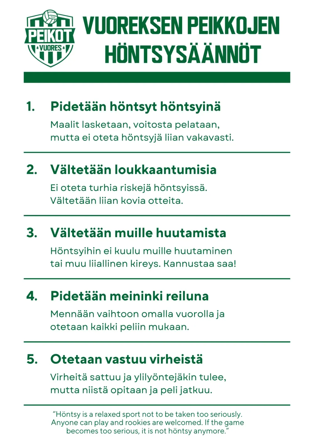 Peikkojen höntsysäännöt